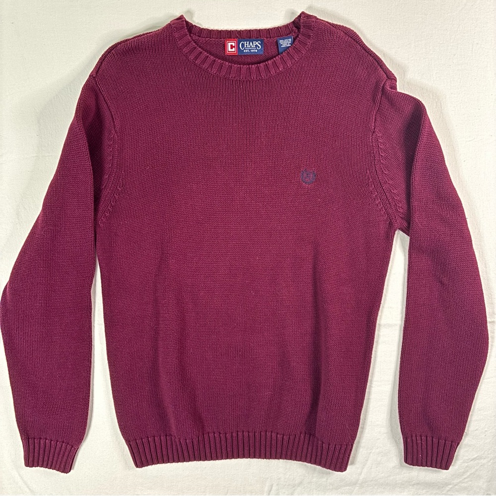 Chaps Men's Deep Burgundy Crewneck Sweater, size M